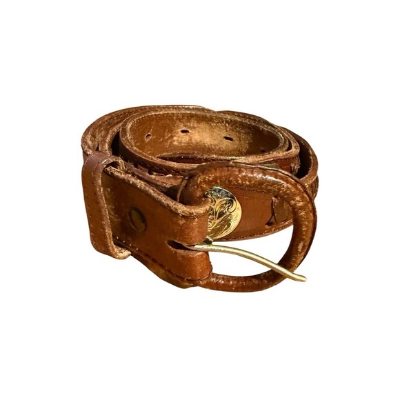 Vintage Leather Concho Belt Mens Size 38 Mexico Silver Western Cowboy Braided - Picture 2 of 5